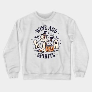 Wine and Spirits Witch with Pumpkin Cauldron Crewneck Sweatshirt